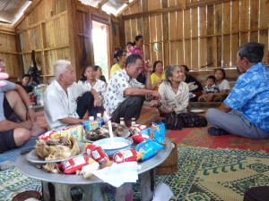 Vanh's family held a basi ceremony to show their gratitude to the private donor, QLA, the building technician and to wish Vanh and her children well in her new house.